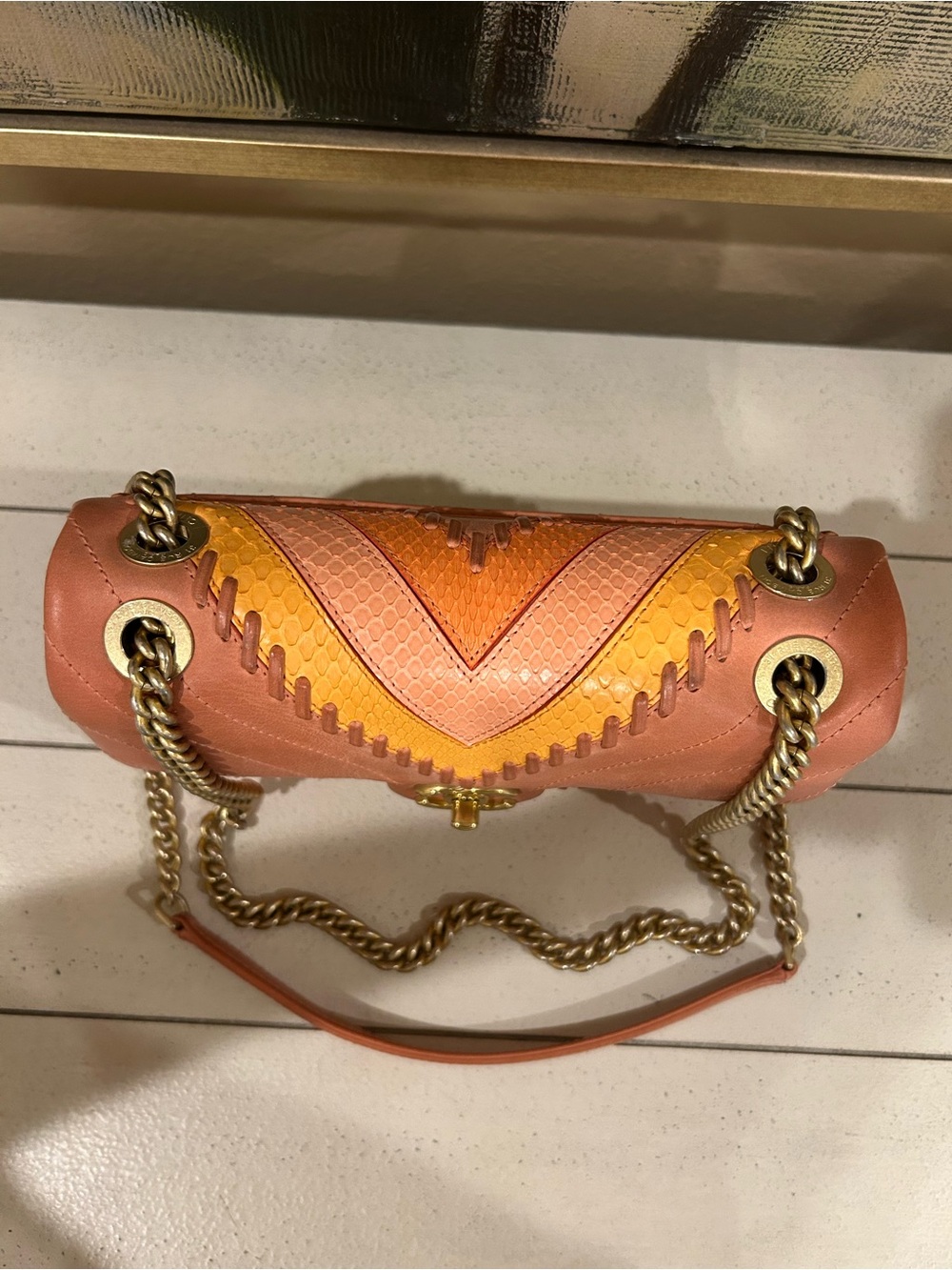 Chanel Python Chevron Flap Bag - Picture 2 of 15